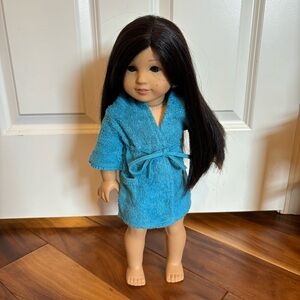 American Girl teal bathrobe, and classic red tee shirt, doll not included